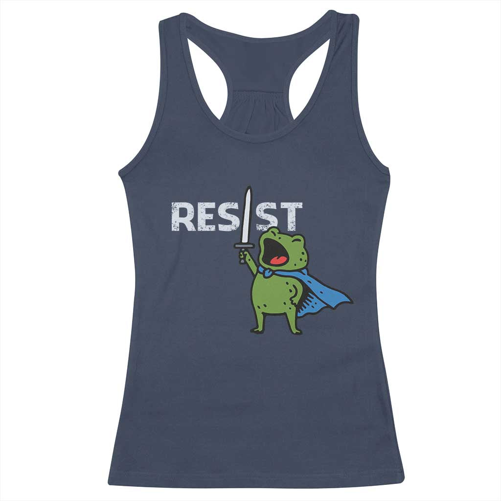 Resist Frog Warrior Racerback Tank Top Funny Rebel Meme Gift TS12 Navy Print Your Wear