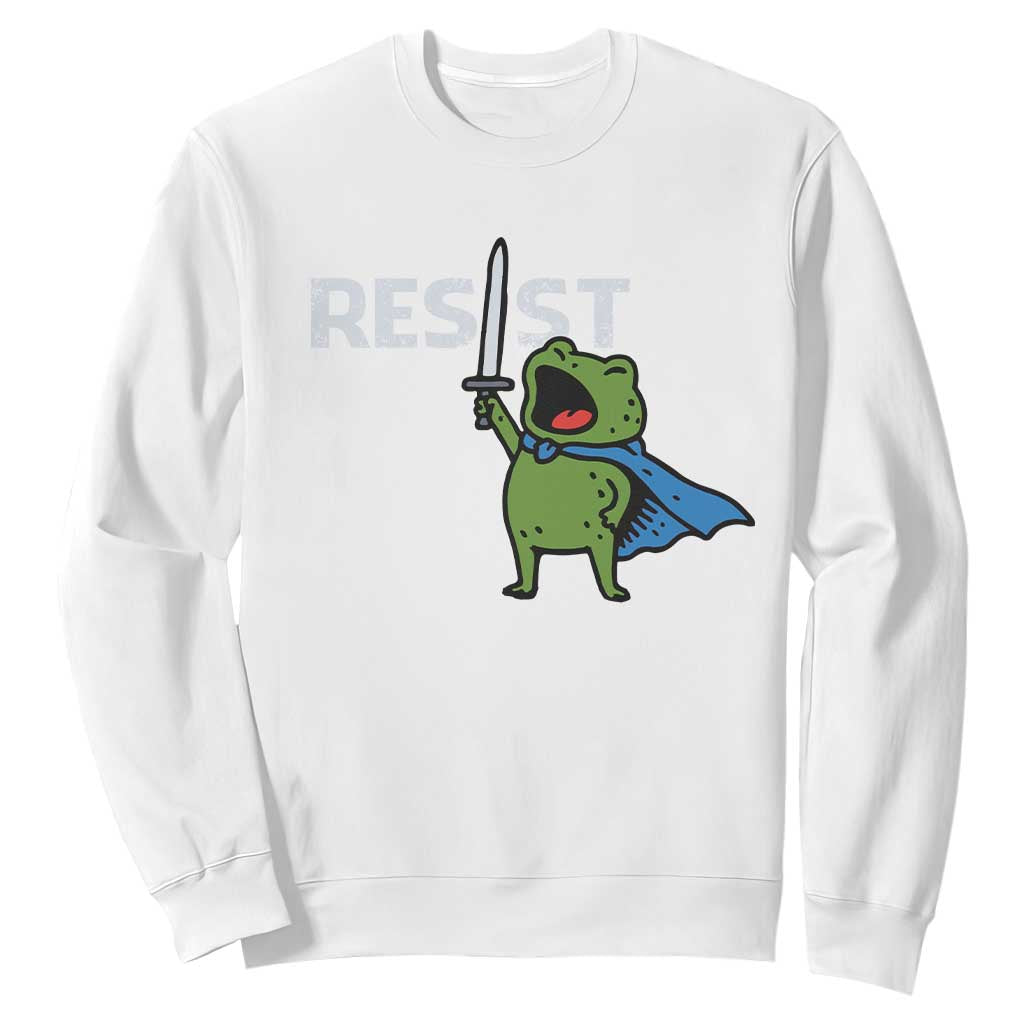 Resist Frog Warrior Sweatshirt Funny Rebel Meme Gift TS12 White Print Your Wear
