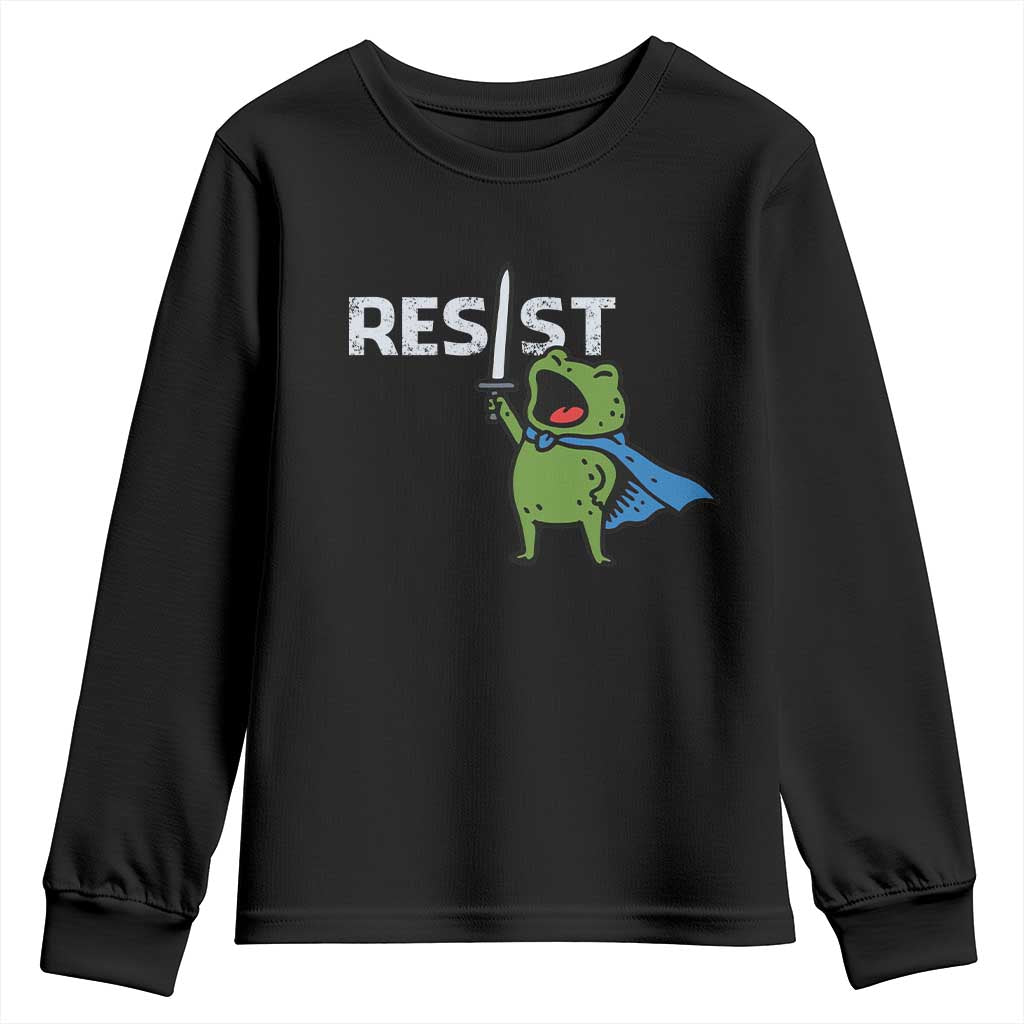 Resist Frog Warrior Youth Sweatshirt Funny Rebel Meme Gift TS12 Black Print Your Wear