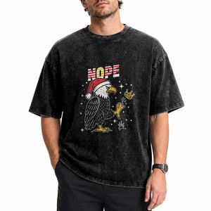 Funny Eagle No Kings In America Christmas 2025 Washed Cotton T-Shirt