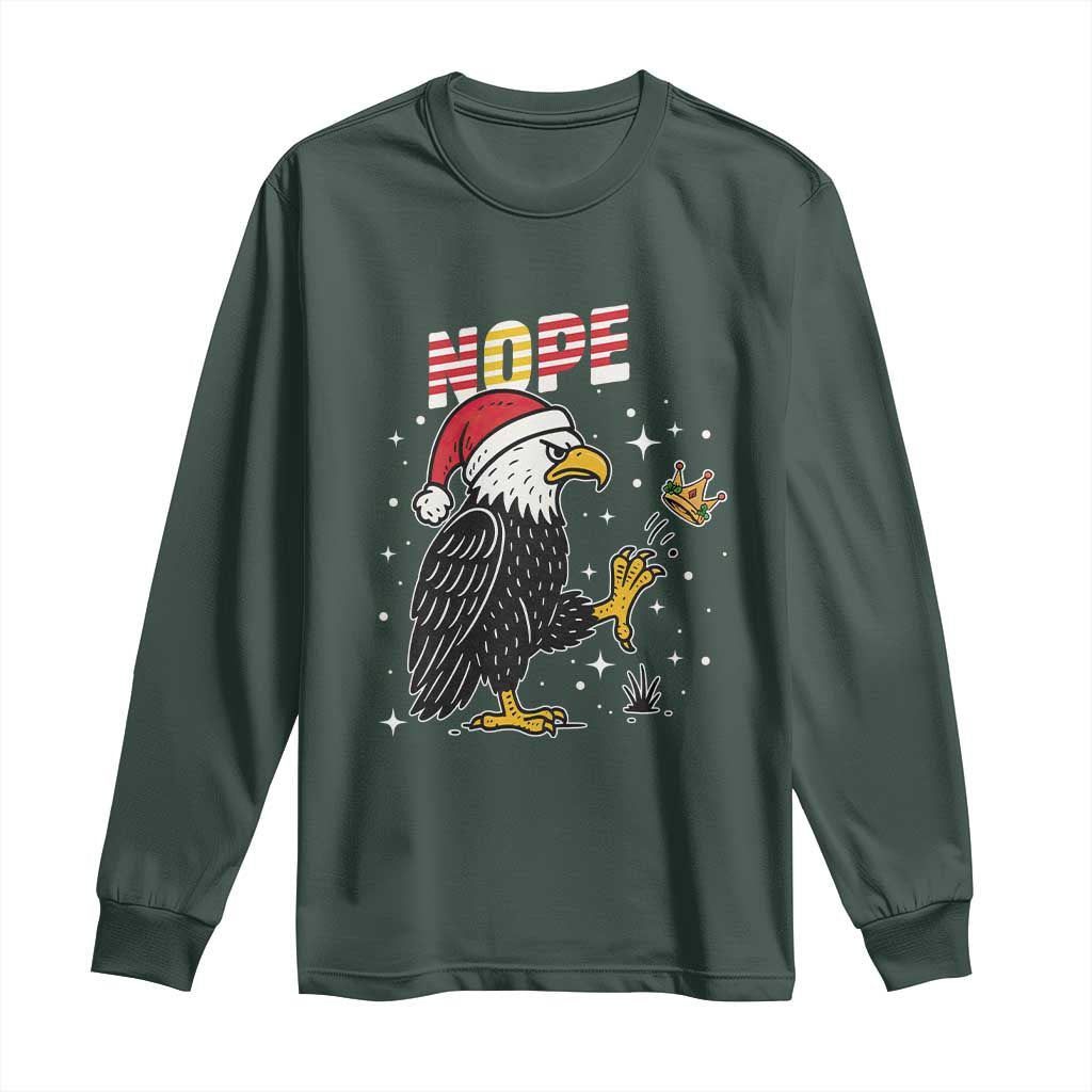 Funny Eagle No Kings In America Christmas 2025 Long Sleeve Shirt TS12 Dark Forest Green Print Your Wear