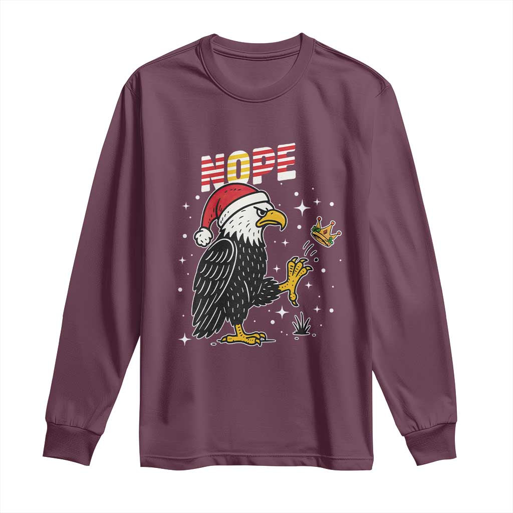 Funny Eagle No Kings In America Christmas 2025 Long Sleeve Shirt TS12 Maroon Print Your Wear