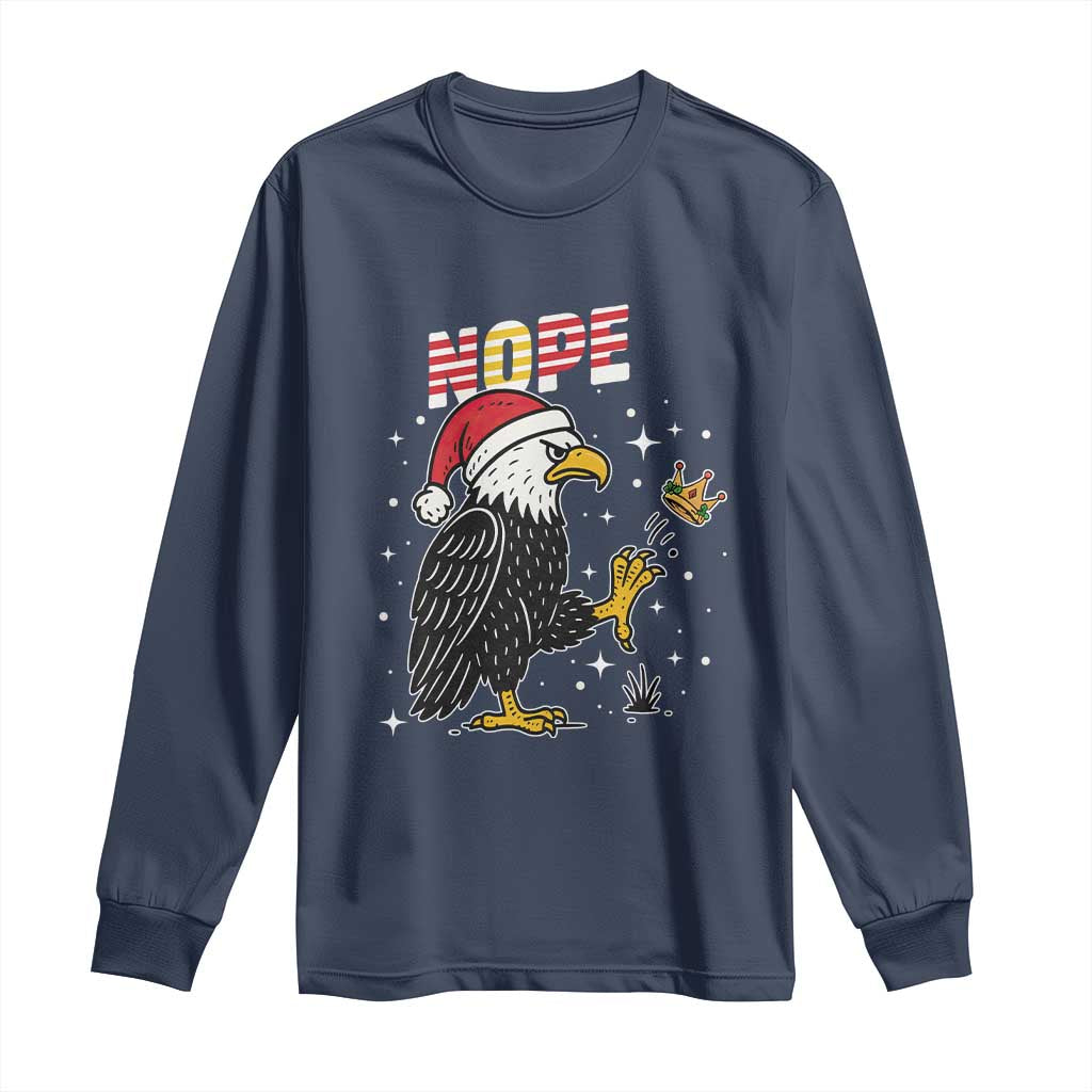 Funny Eagle No Kings In America Christmas 2025 Long Sleeve Shirt TS12 Navy Print Your Wear