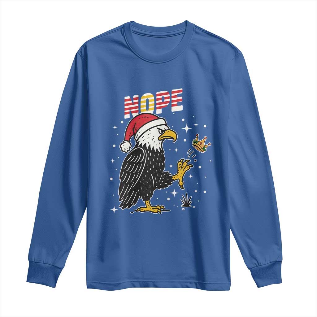Funny Eagle No Kings In America Christmas 2025 Long Sleeve Shirt TS12 Royal Blue Print Your Wear