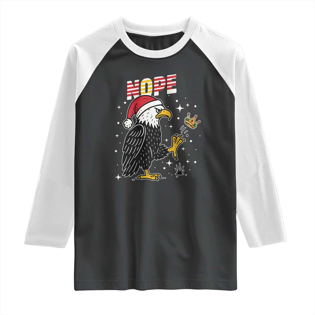 Funny Eagle No Kings In America Christmas 2025 Raglan Shirt TS12 Black White Print Your Wear