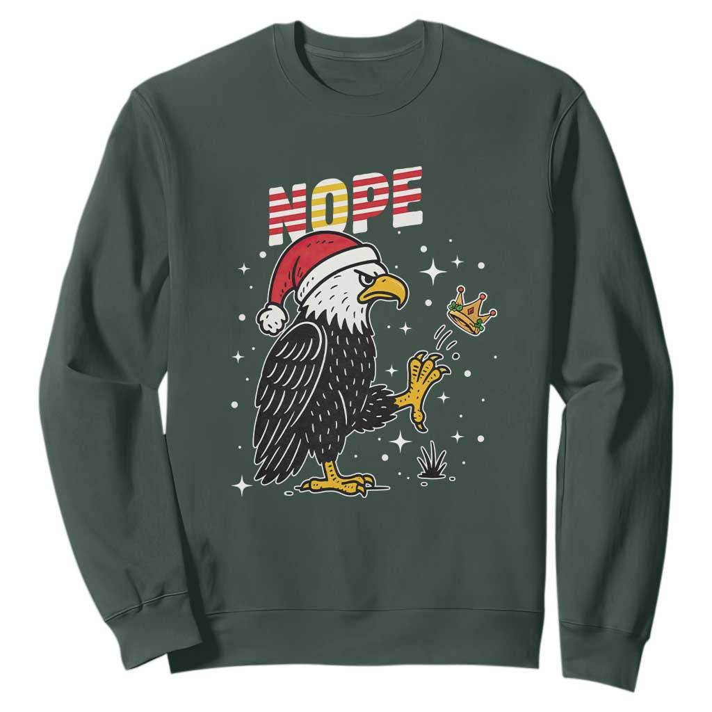 Funny Eagle No Kings In America Christmas 2025 Sweatshirt TS12 Dark Forest Green Print Your Wear