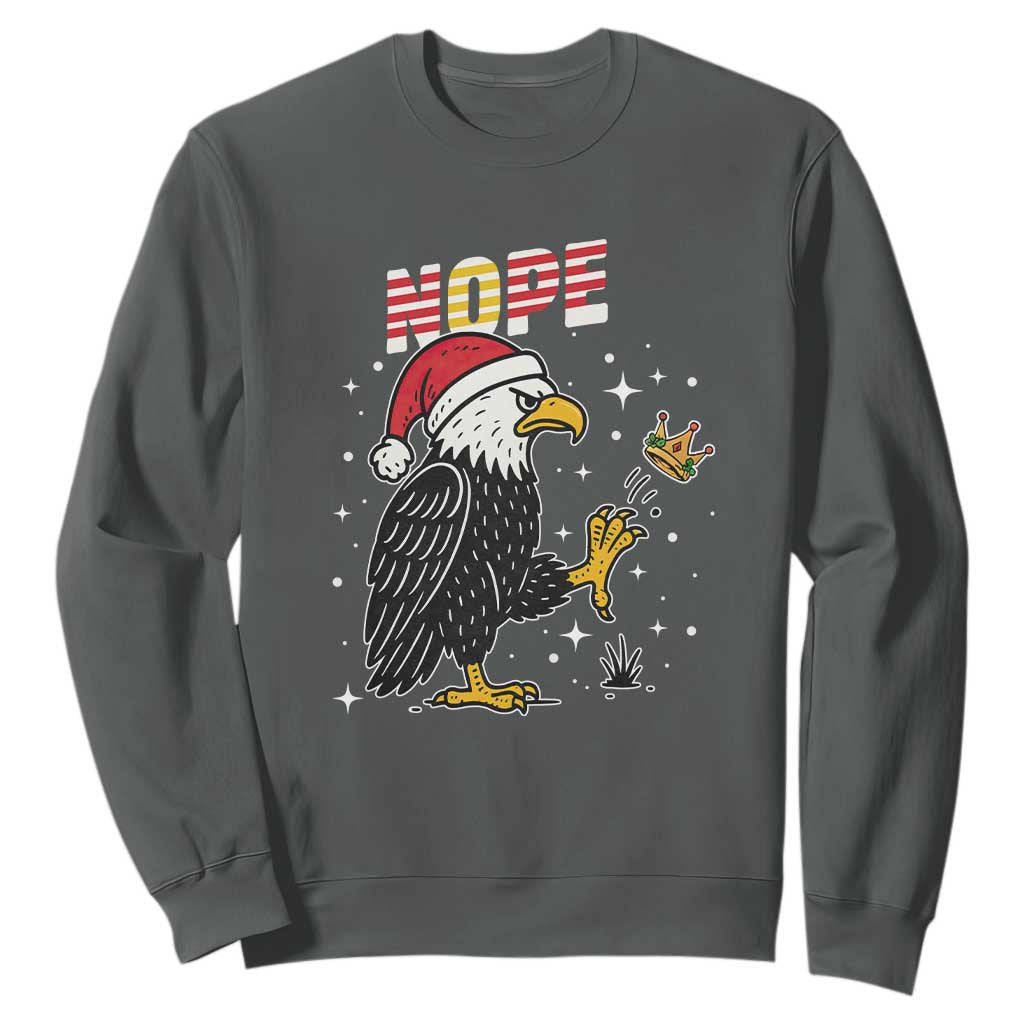 Funny Eagle No Kings In America Christmas 2025 Sweatshirt TS12 Dark Heather Print Your Wear
