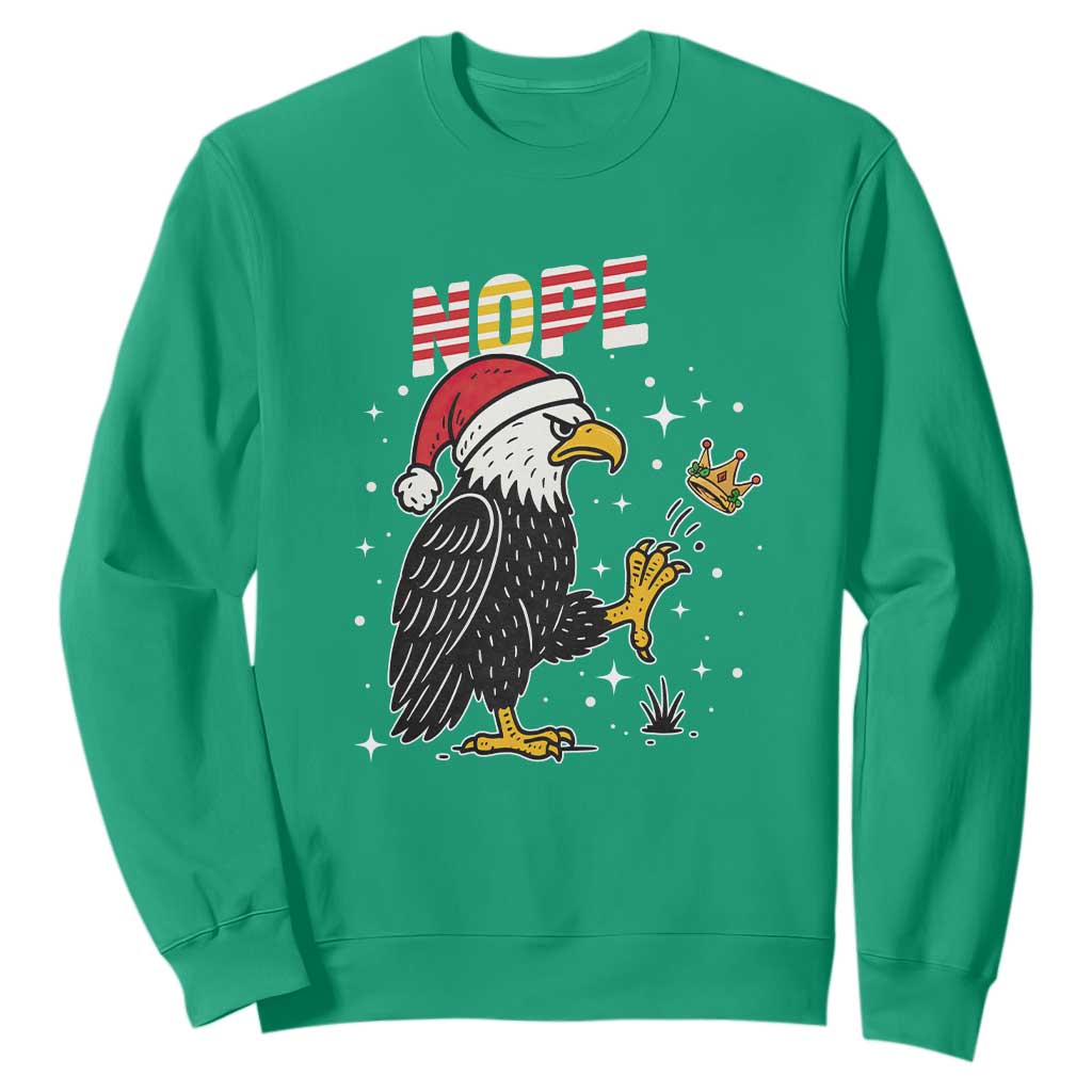 Funny Eagle No Kings In America Christmas 2025 Sweatshirt TS12 Irish Green Print Your Wear