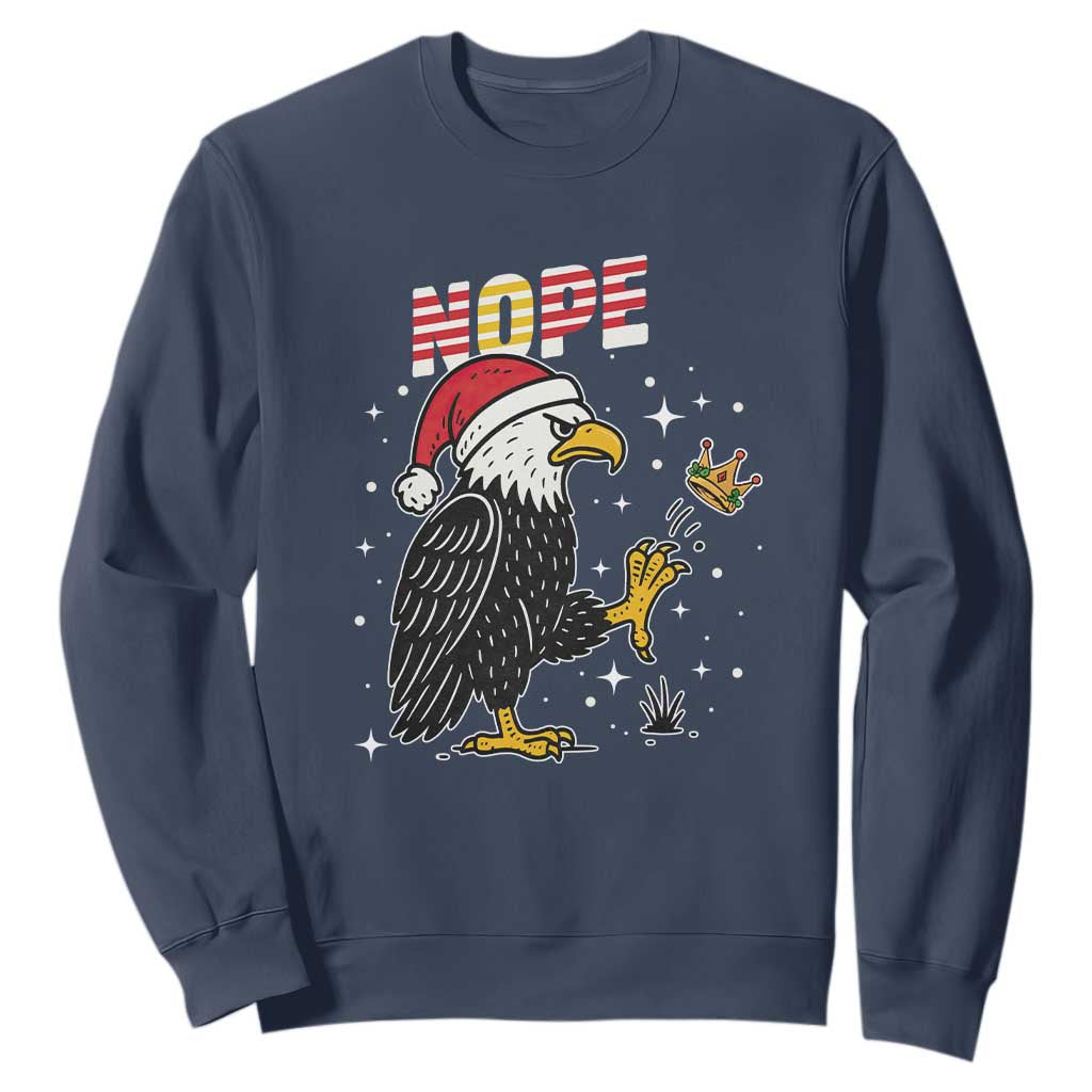 Funny Eagle No Kings In America Christmas 2025 Sweatshirt TS12 Navy Print Your Wear