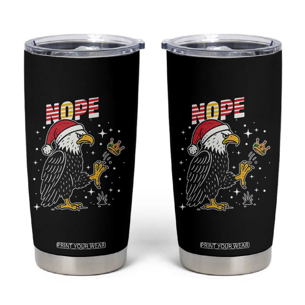 Funny Eagle No Kings In America Christmas 2025 Tumbler Cup TS12 Black Print Your Wear