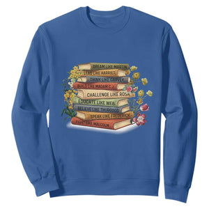 Black History Leaders Book Sweatshirt African American Teachers TS12 Royal Blue Print Your Wear