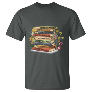 Black History Leaders Book T Shirt African American Teachers TS12 Dark Heather Print Your Wear