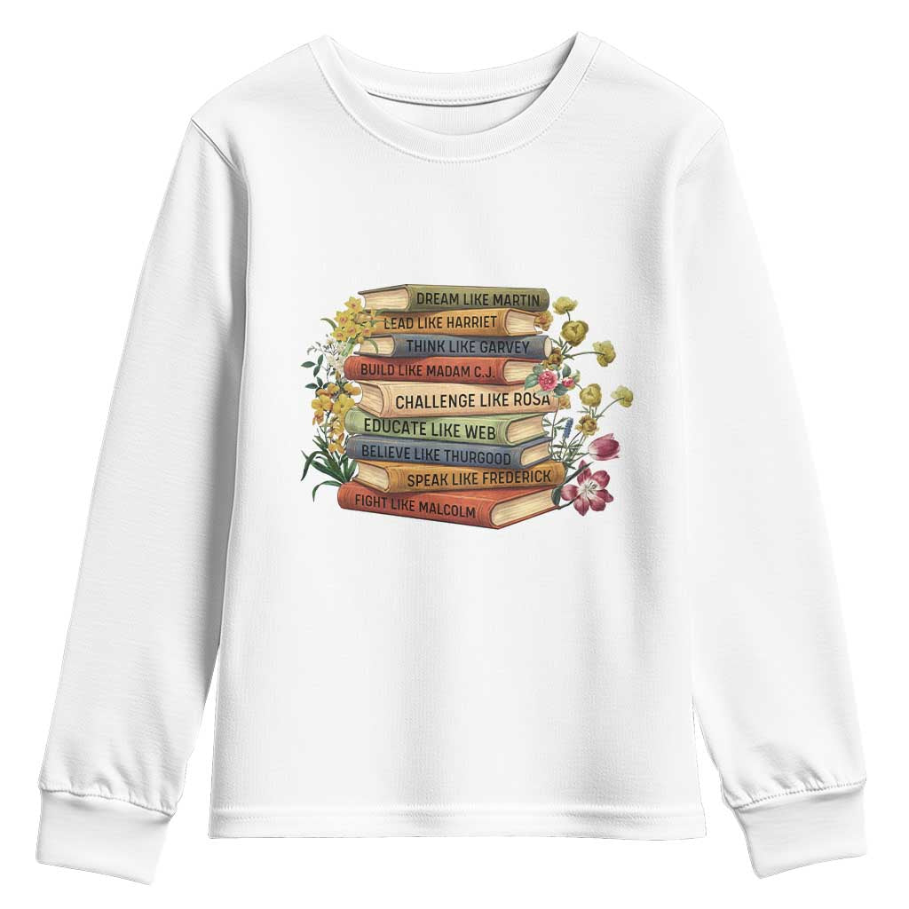 Black History Leaders Book Youth Sweatshirt African American Teachers TS12 White Print Your Wear