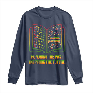 Black History Leaders Book Long Sleeve Shirt African American History For Teachers TS12 Navy Print Your Wear