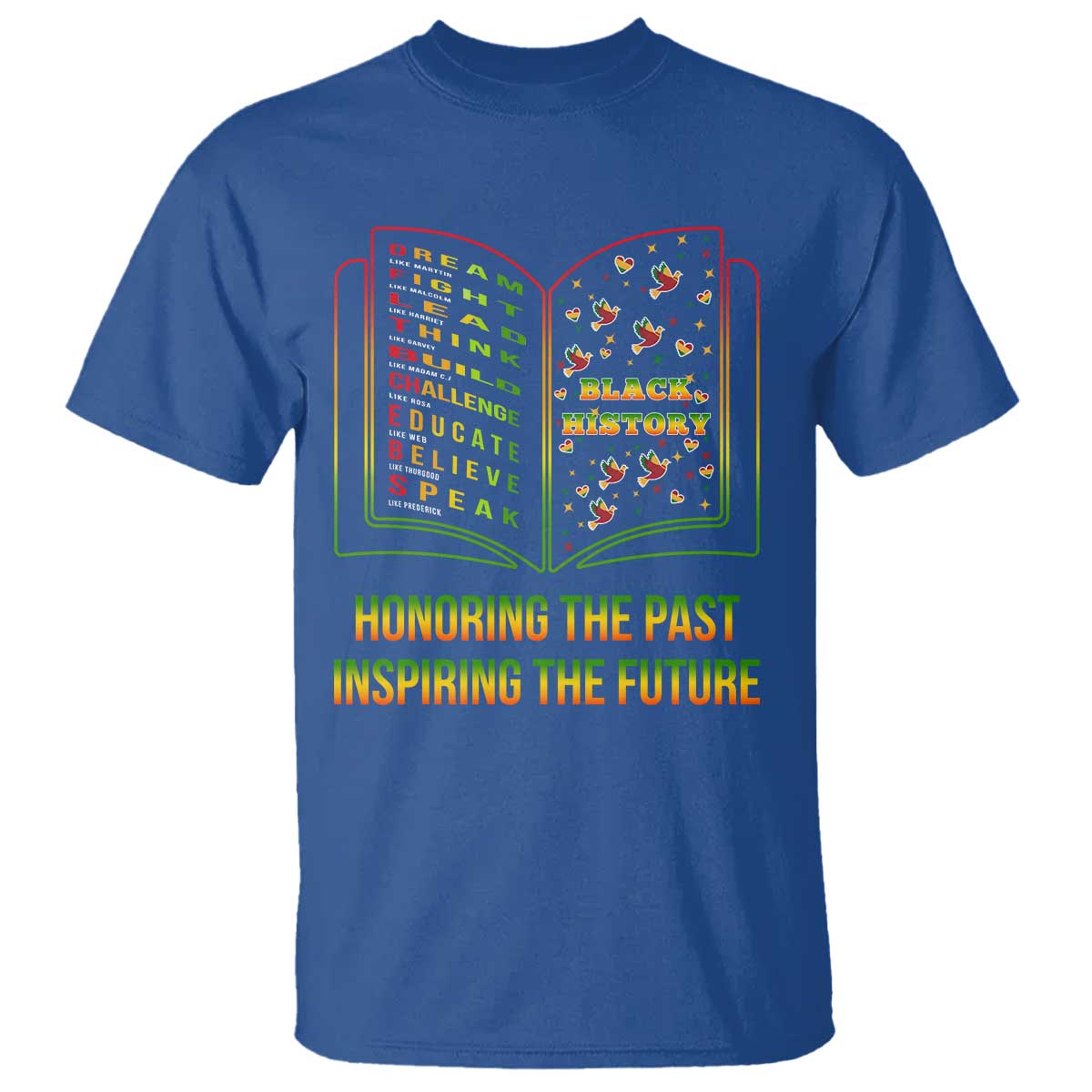 Black History Leaders Book T Shirt African American History For Teachers TS12 Royal Blue Print Your Wear