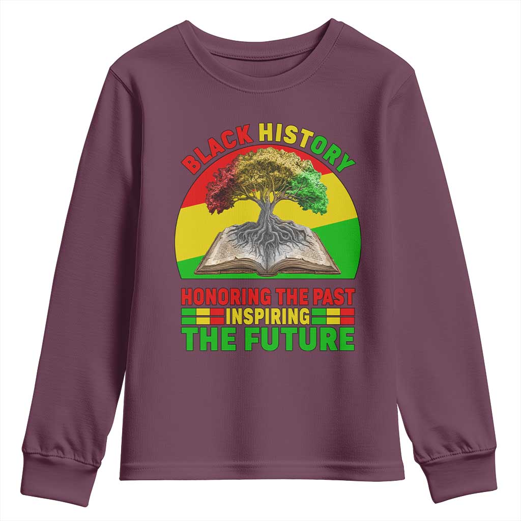 Black History Honoring The Past Inspiring The Future Youth Sweatshirt African American Pride TS12 Maroon Print Your Wear