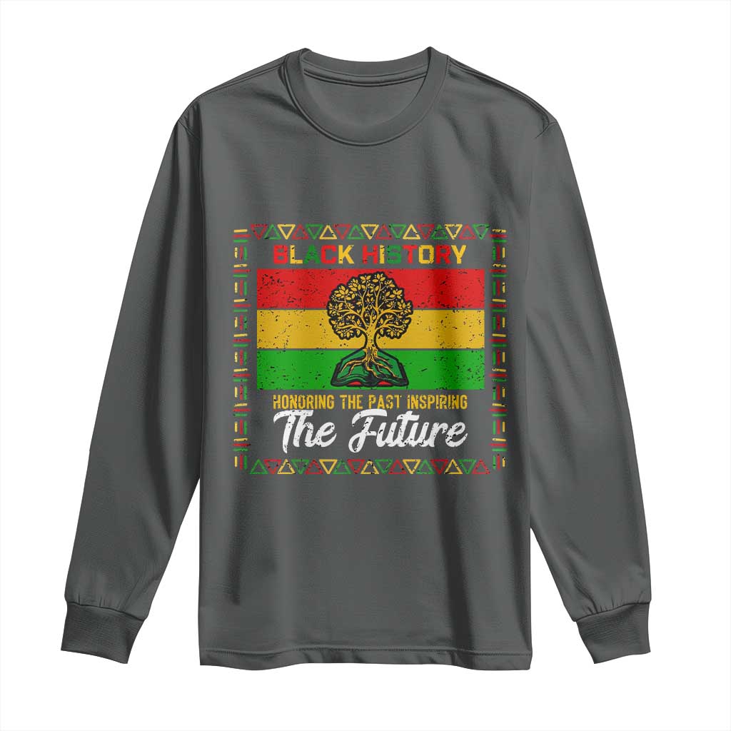 Black History Month Long Sleeve Shirt Honoring The Past Inspiring The Future TS12 Dark Heather Print Your Wear