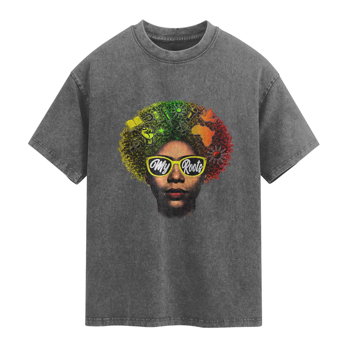 Black History Month Washed Cotton T-Shirt My Roots African American Pride Gift