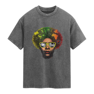 Black History Month Washed Cotton T-Shirt My Roots African American Pride Gift