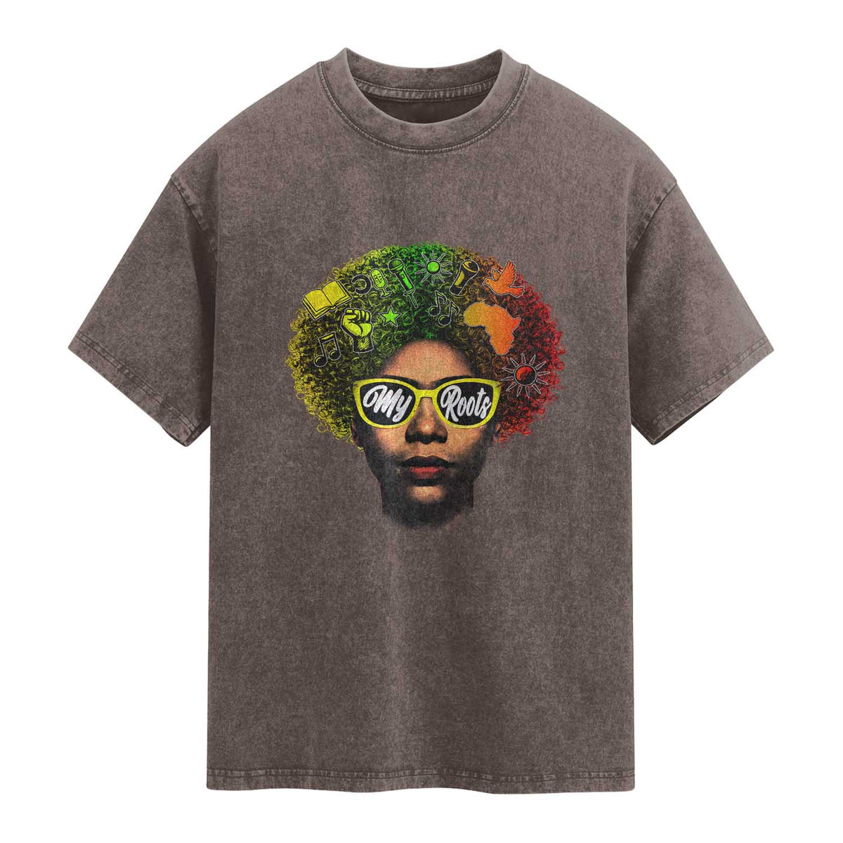 Black History Month Washed Cotton T-Shirt My Roots African American Pride Gift