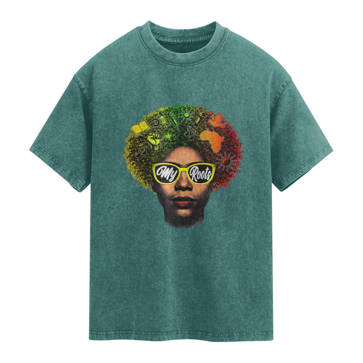 Black History Month Washed Cotton T-Shirt My Roots African American Pride Gift