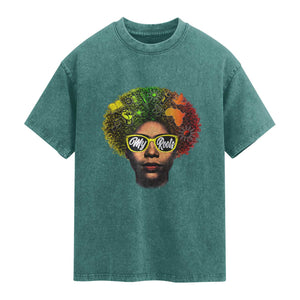 Black History Month Washed Cotton T-Shirt My Roots African American Pride Gift