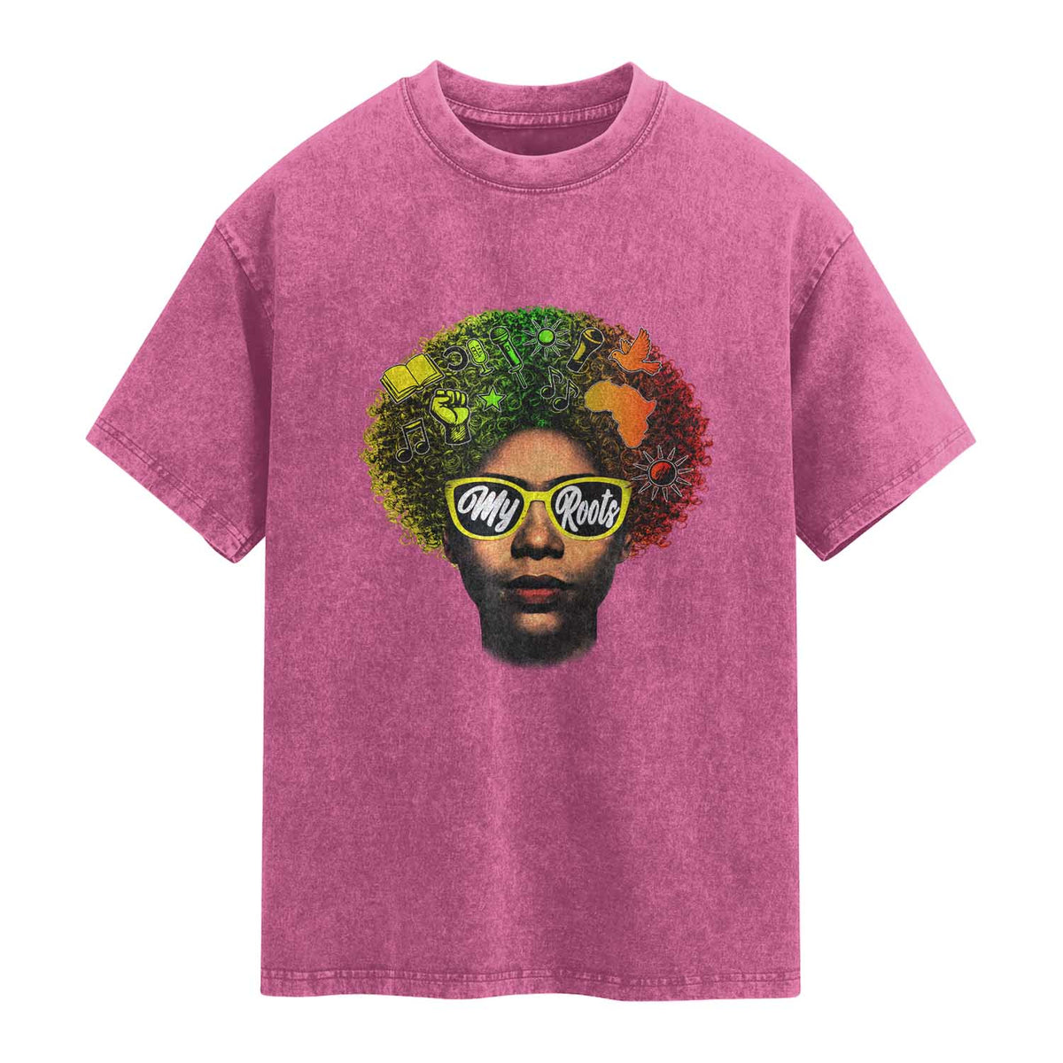 Black History Month Washed Cotton T-Shirt My Roots African American Pride Gift