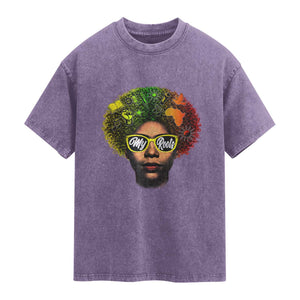 Black History Month Washed Cotton T-Shirt My Roots African American Pride Gift