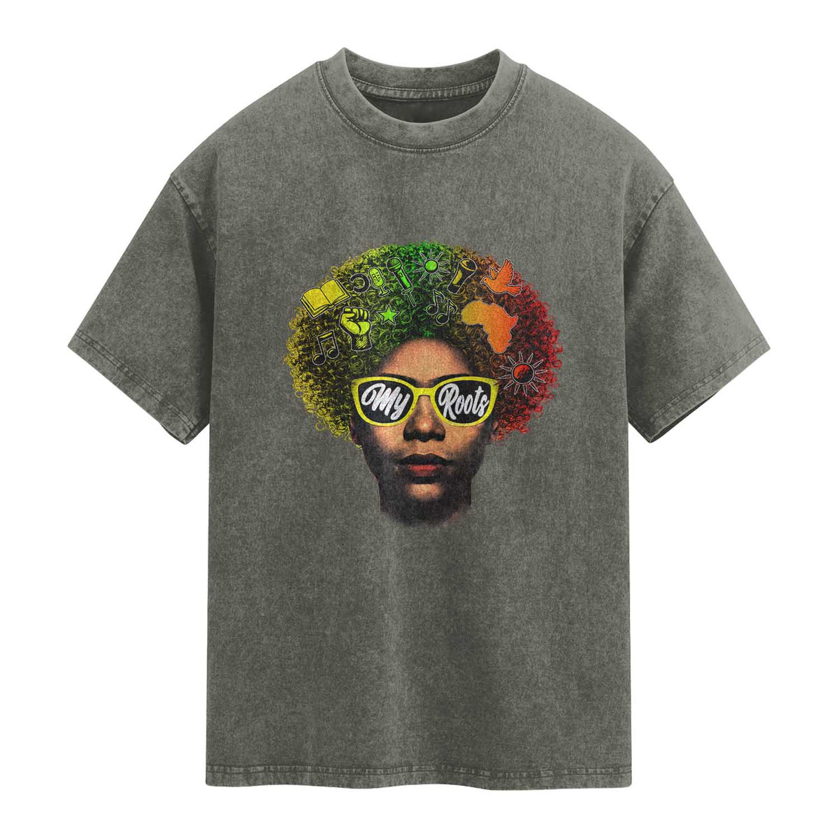 Black History Month Washed Cotton T-Shirt My Roots African American Pride Gift