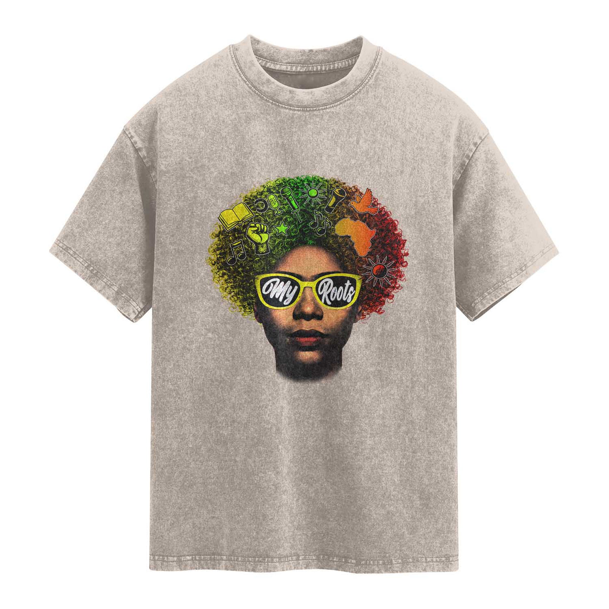 Black History Month Washed Cotton T-Shirt My Roots African American Pride Gift