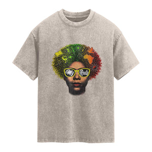 Black History Month Washed Cotton T-Shirt My Roots African American Pride Gift