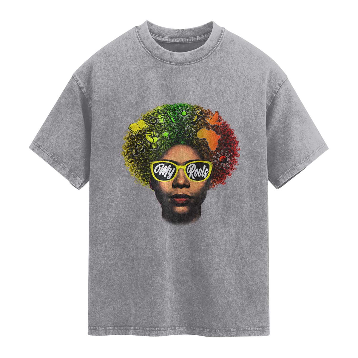 Black History Month Washed Cotton T-Shirt My Roots African American Pride Gift