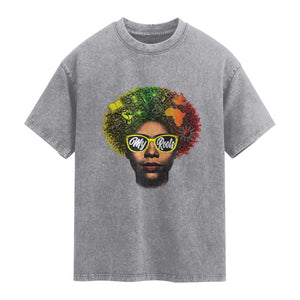 Black History Month Washed Cotton T-Shirt My Roots African American Pride Gift