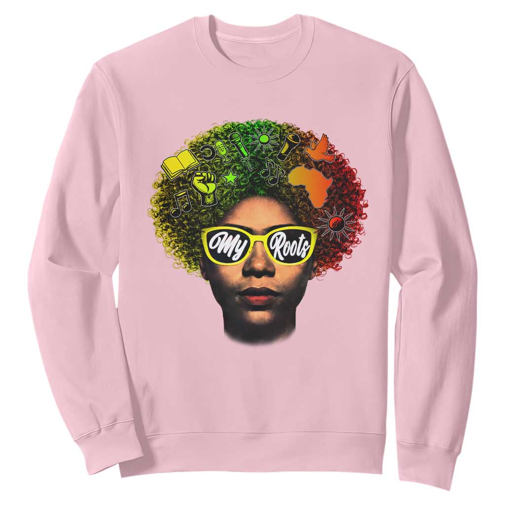 Black History Month Sweatshirt My Roots African American Pride Gift TS12 Light Pink Print Your Wear
