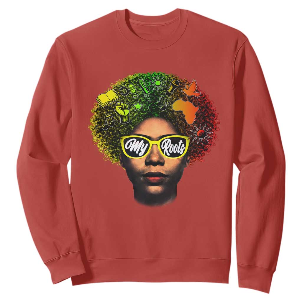 Black History Month Sweatshirt My Roots African American Pride Gift TS12 Red Print Your Wear