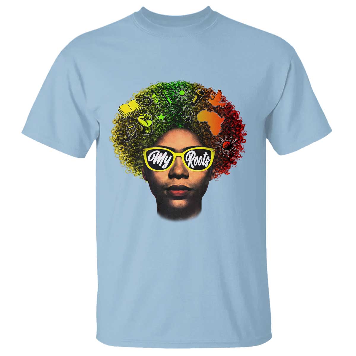 Black History Month T Shirt My Roots African American Pride Gift TS12 Light Blue Print Your Wear