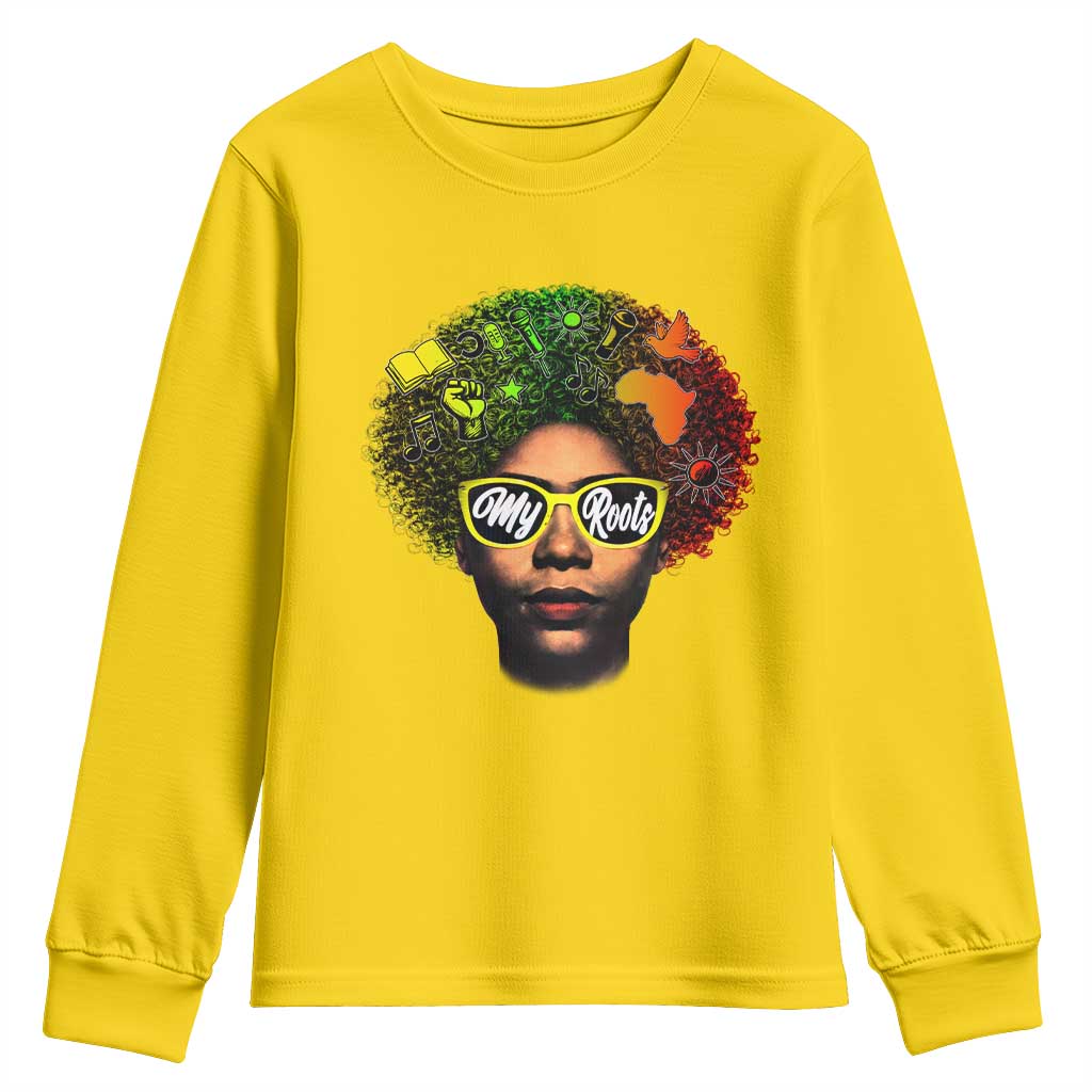 Black History Month Youth Sweatshirt My Roots African American Pride Gift TS12 Daisy Print Your Wear