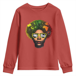 Black History Month Youth Sweatshirt My Roots African American Pride Gift TS12 Red Print Your Wear