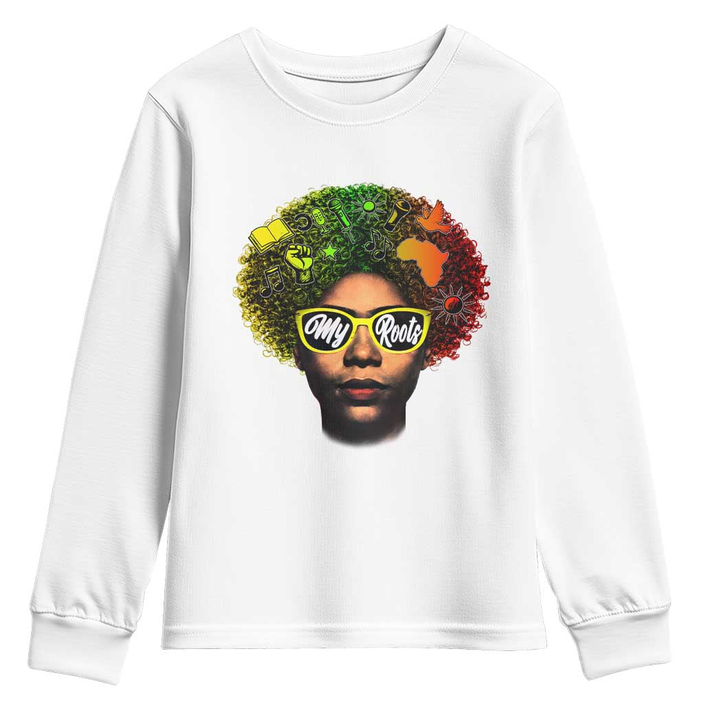 Black History Month Youth Sweatshirt My Roots African American Pride Gift TS12 White Print Your Wear