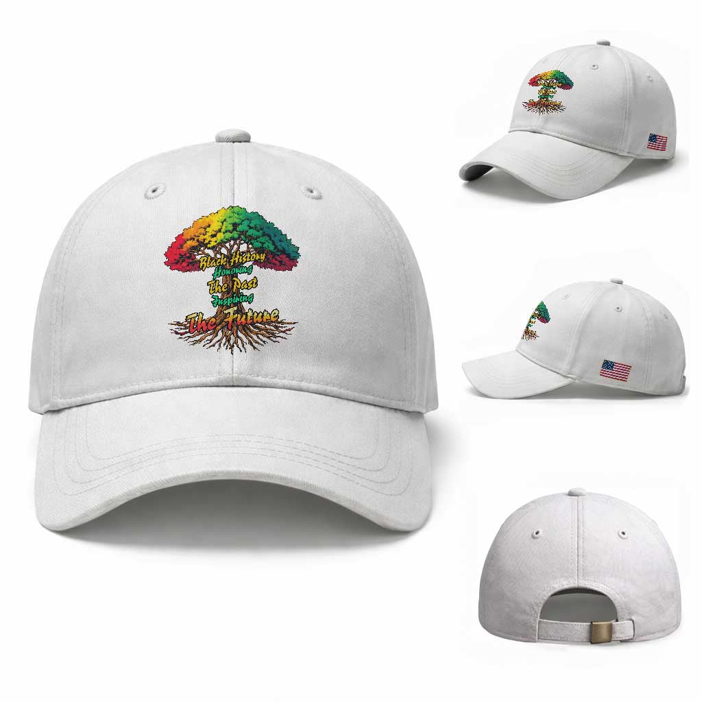 Black History Month Quote Baseball Cap Inspiring The Future Honoring The Past TS12 Baseball Cap Universal Fit White Print Your Wear