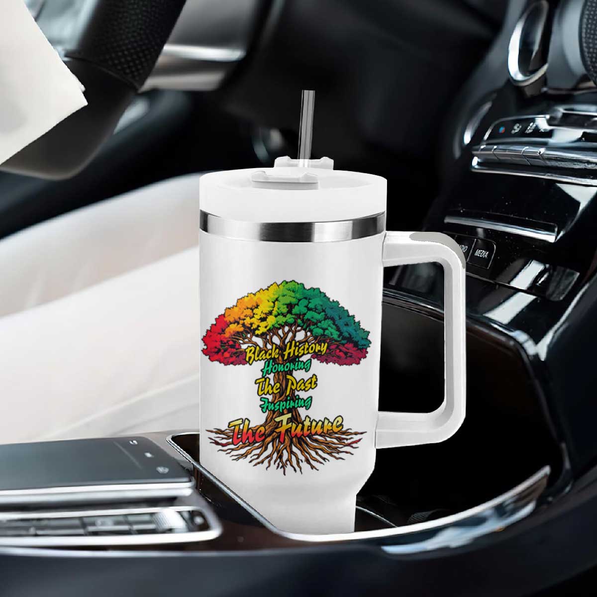 Black History Month Quote Tumbler With Handle Inspiring The Future Honoring The Past TS12 Print Your Wear