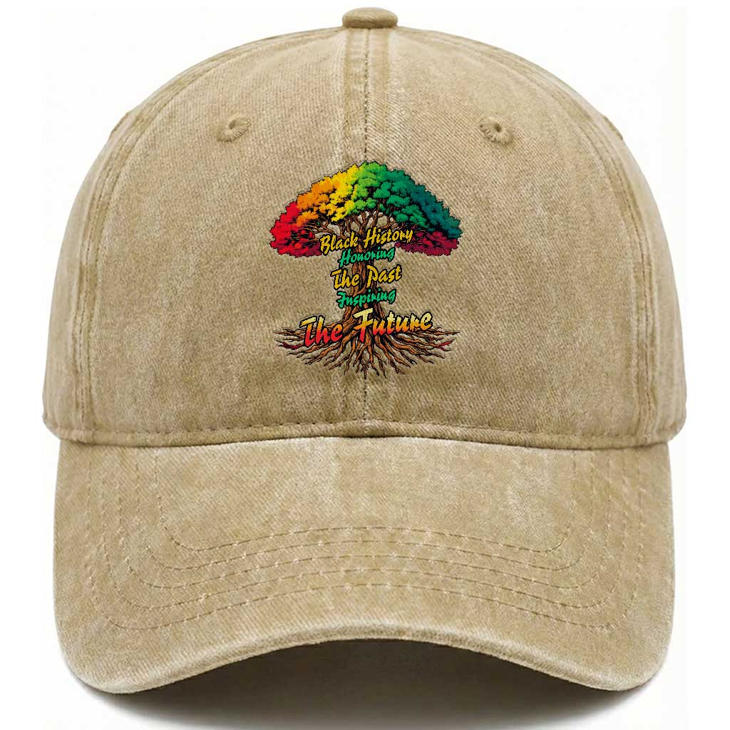 Black History Month Quote Washed Cotton Baseball Cap Inspiring The Future Honoring The Past TS12 Print Your Wear