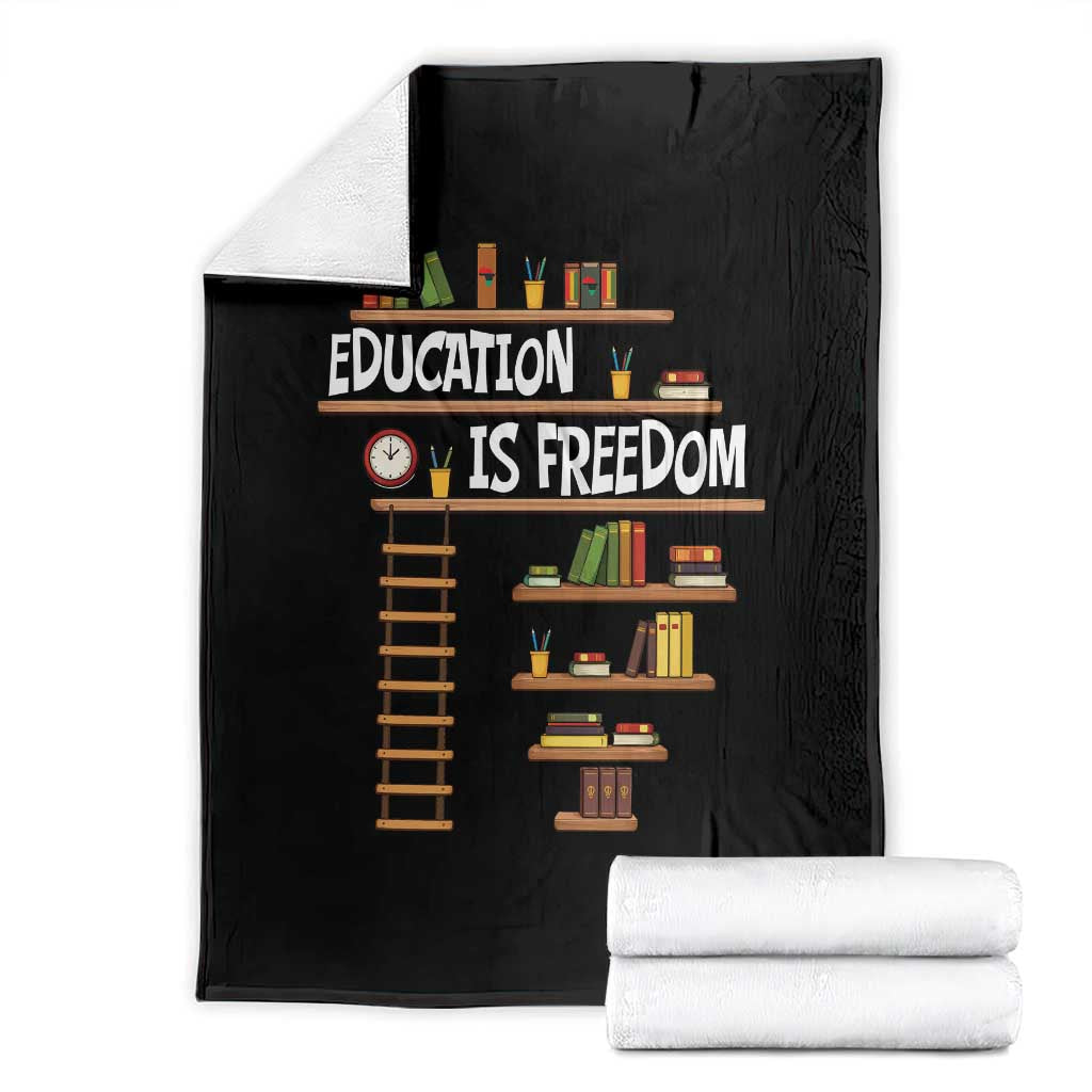 Education Is Freedom Throw Blanket African American History Africa Map Books TS12 Black Print Your Wear