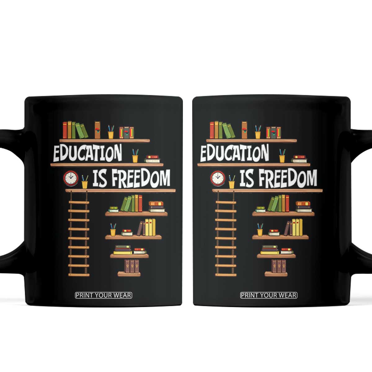 Education Is Freedom Coffee Mug African American History Africa Map Books TS12 Black Print Your Wear