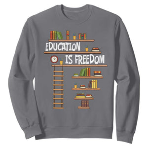 Education Is Freedom Sweatshirt African American History Africa Map Books TS12 Charcoal Print Your Wear