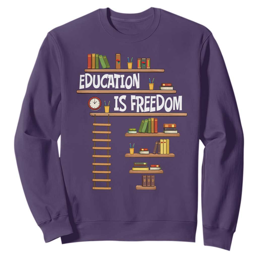 Education Is Freedom Sweatshirt African American History Africa Map Books TS12 Purple Print Your Wear
