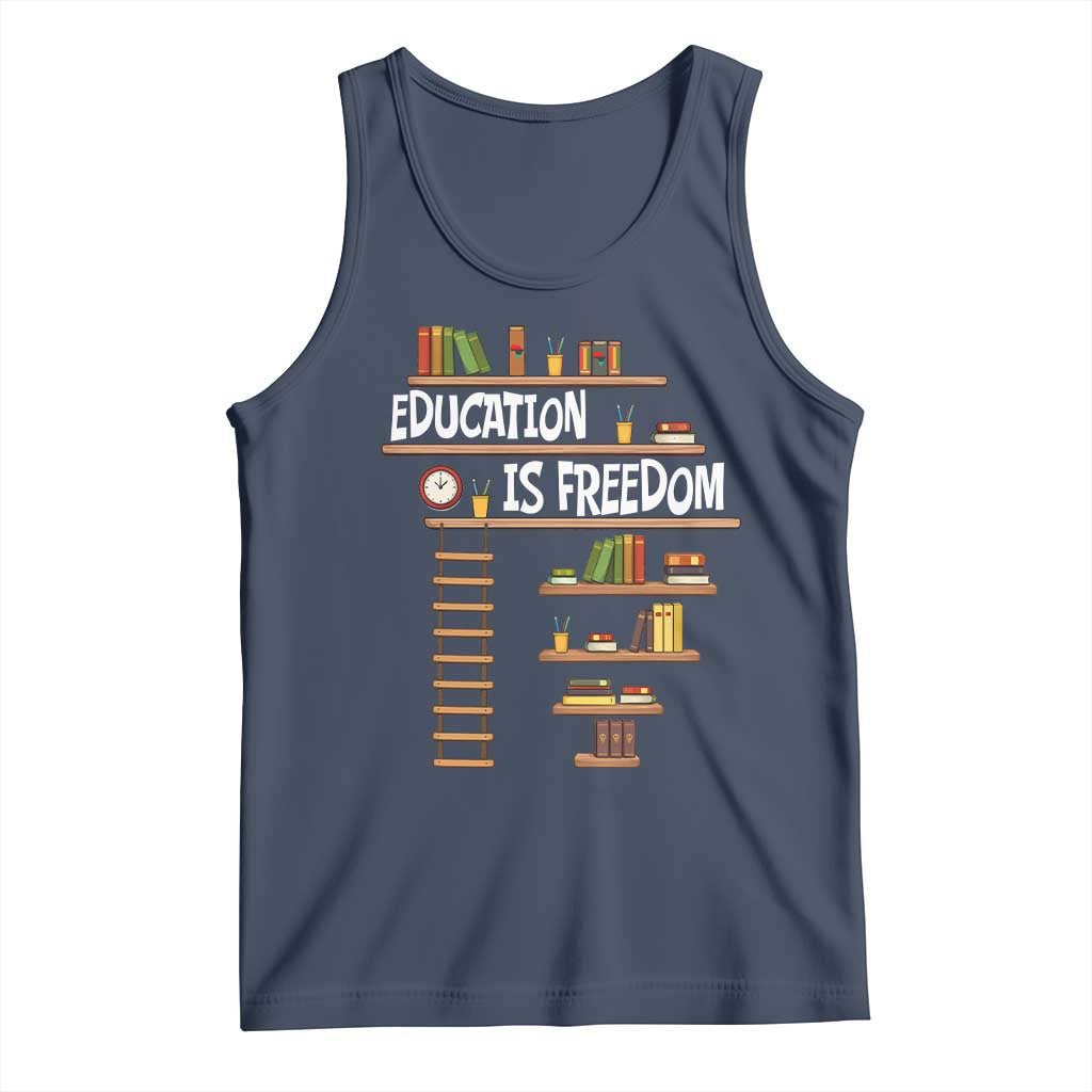 Education Is Freedom Tank Top African American History Africa Map Books TS12 Navy Print Your Wear