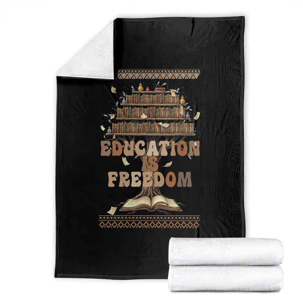Education Is Freedom Teacher Gift Throw Blanket Inspirational Africa Map Book Stack TS12 Black Print Your Wear