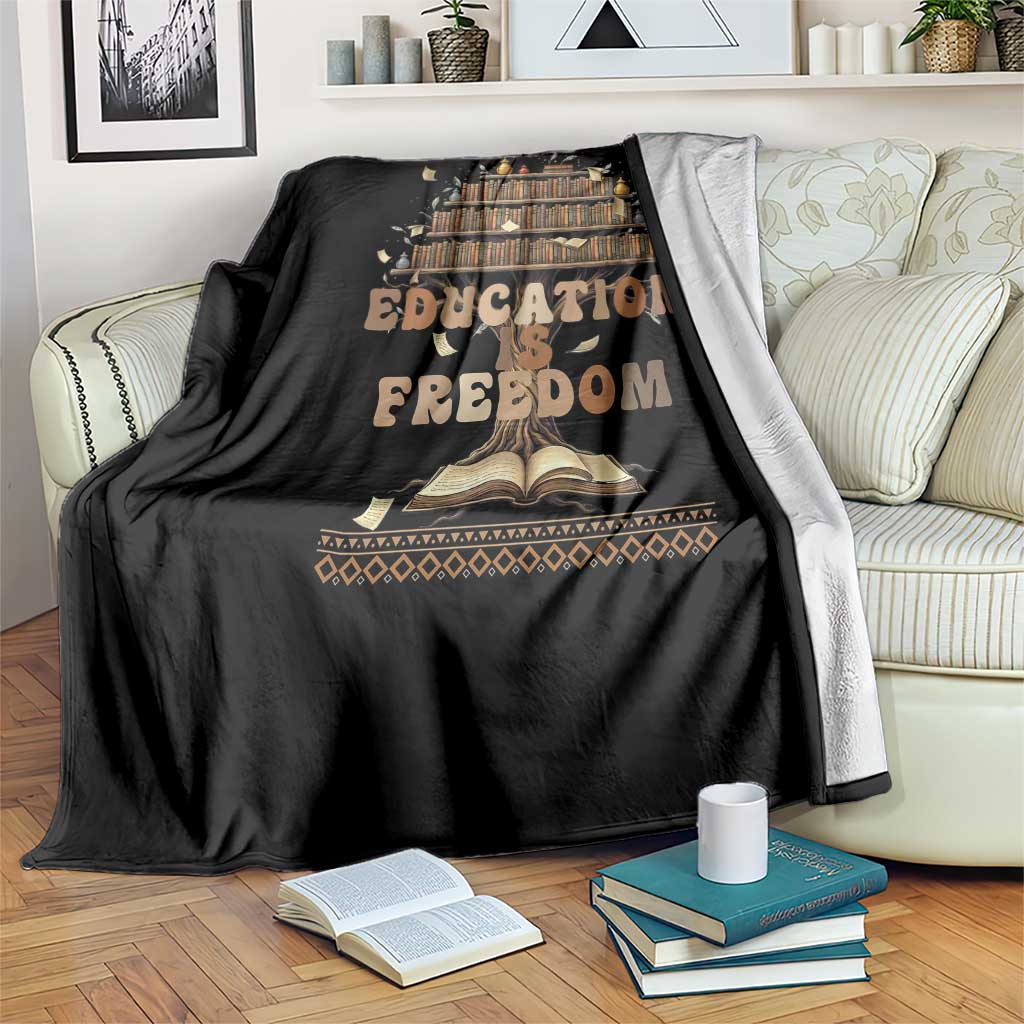 Education Is Freedom Teacher Gift Throw Blanket Inspirational Africa Map Book Stack TS12 Print Your Wear
