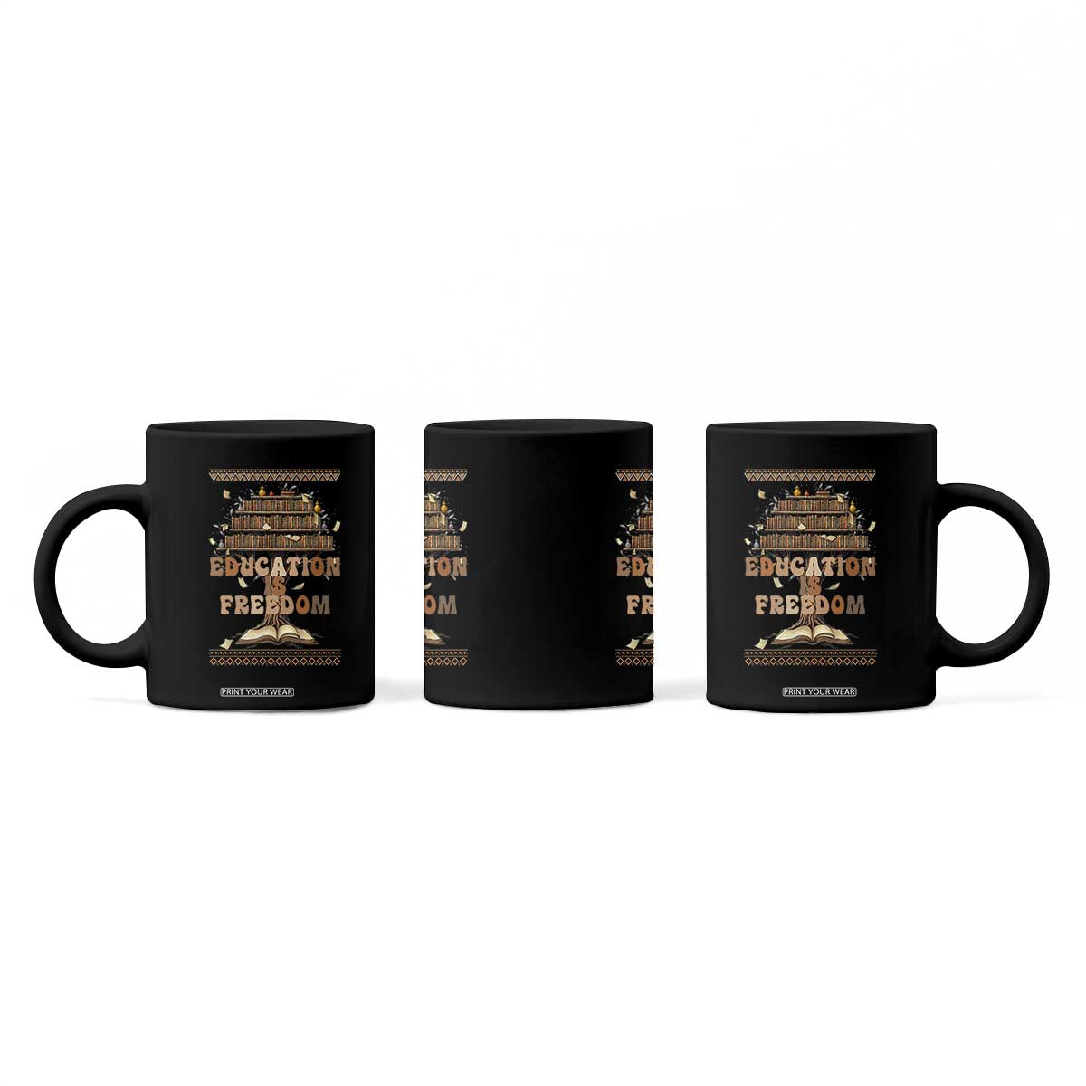 Education Is Freedom Teacher Gift Coffee Mug Inspirational Africa Map Book Stack TS12 Print Your Wear